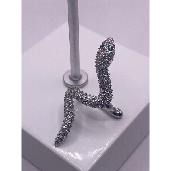 Snake CZ Ear Clip Sterling Silver Earring - Picture 1 of 6